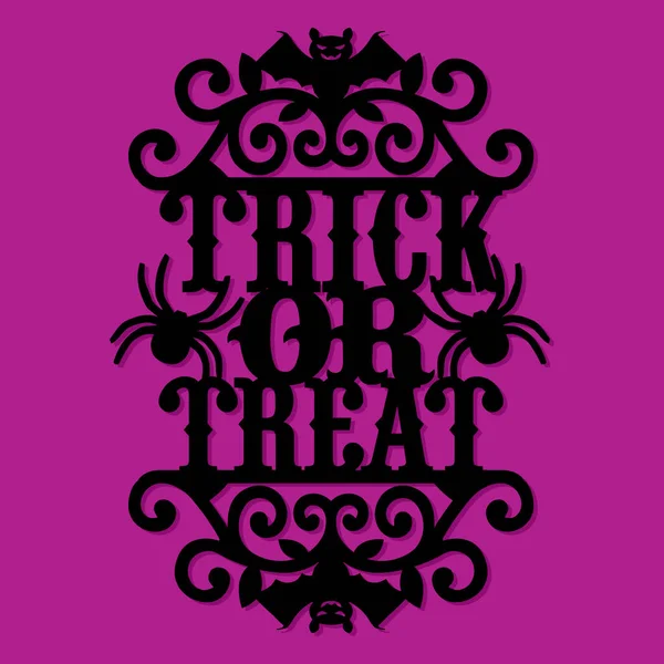 Silhouette de papier Halloween Trick Or Treat Vintage Ornate Swi — Image vectorielle