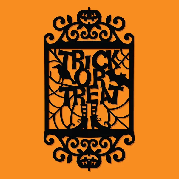 Papier gesneden silhouet Halloween truc of behandelen sierlijke Frame — Stockvector