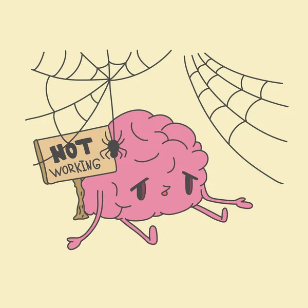 The brain is shrouded in a web and does not function — ストックベクタ