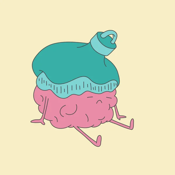 El cerebro se enfría después del sobrecalentamiento. ilustración de fatiga mental — Vector de stock