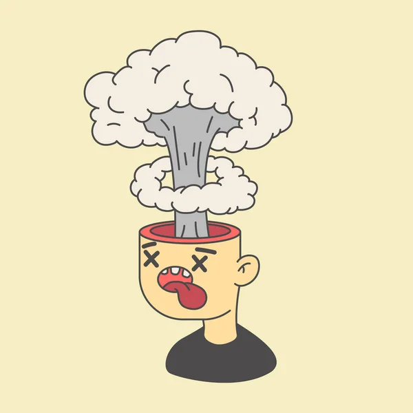 Explosion cérébrale. illustration du stress, de la fatigue et de la colère — Image vectorielle