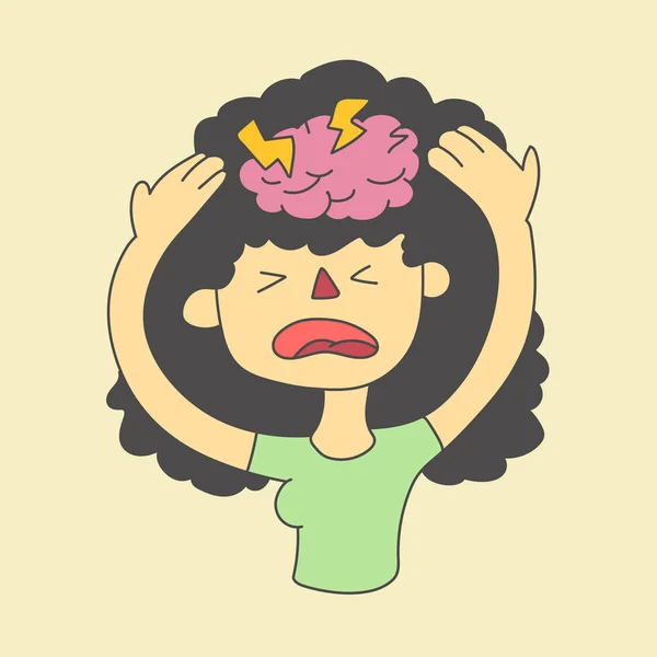 Girl holds on to her head. illustration of a headache, migraine — Stock Vector