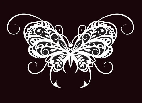 Mariposa blanca negra — Vector de stock