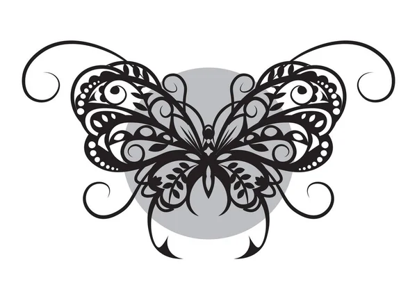 Mariposa negro blanco — Vector de stock