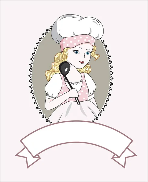 Dívka šéfkuchař — Stockový vektor