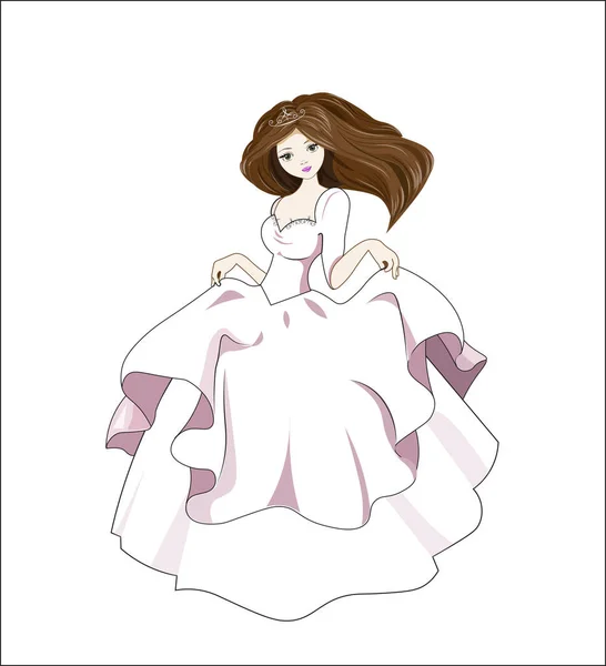 Princesa novia morena — Vector de stock