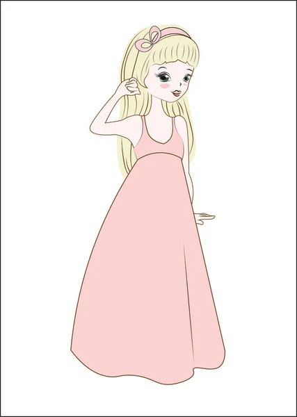 Princesse en robe d'été blonde — Image vectorielle