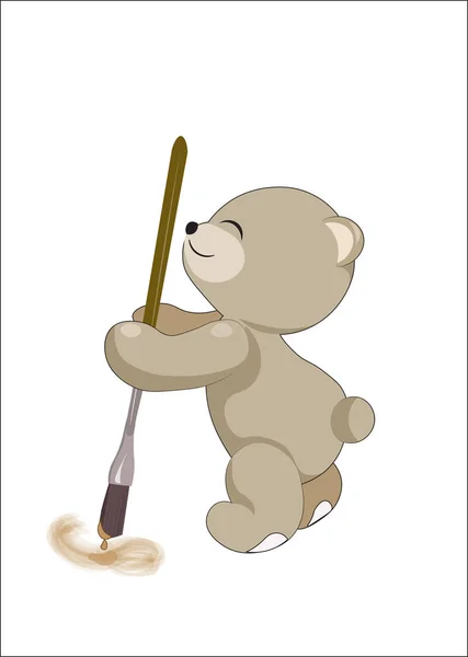 Teddybär mit Pinsel — Stockvektor