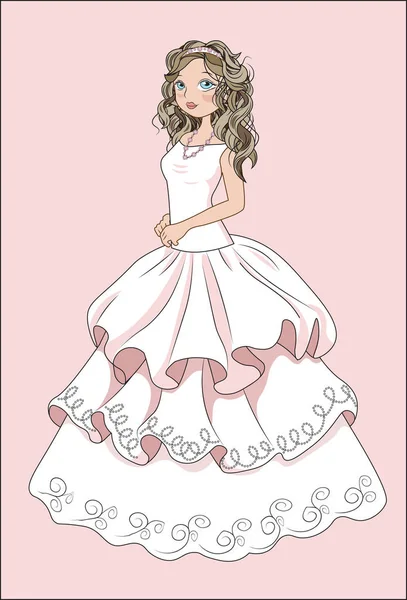 Meisje in een bal jurk — Stockvector