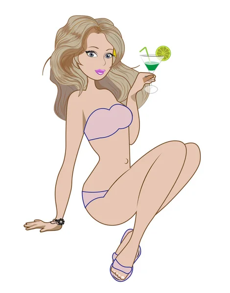 Girl in a bathing suit — Stock Vector
