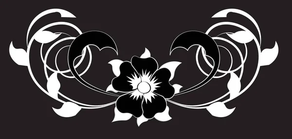 Fiore bianco nero — Vettoriale Stock