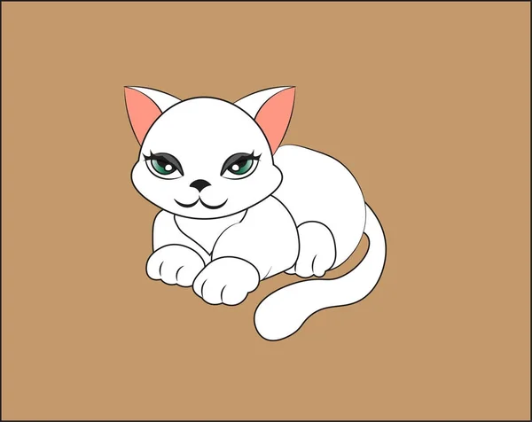 Beyaz yavru kedi güzel — Stok Vektör