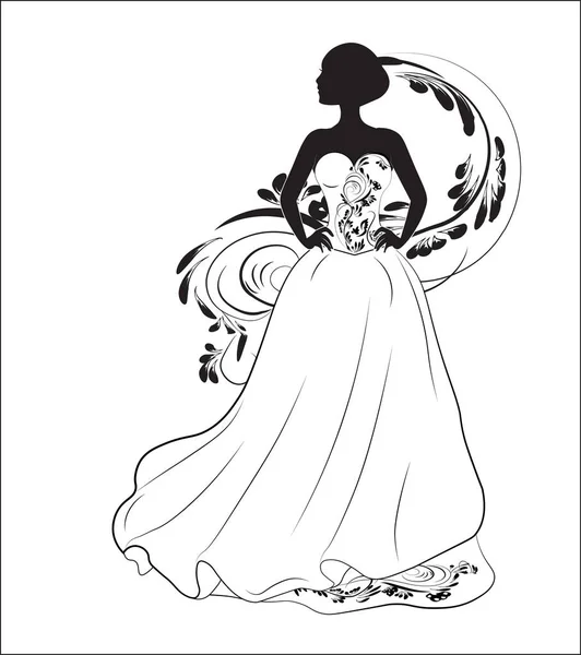 Mariée en robe de mariée — Image vectorielle