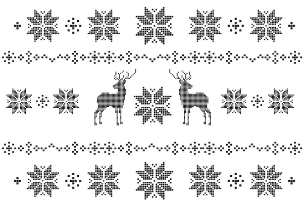 Flocon de neige jacquard et cerf 2.eps — Image vectorielle