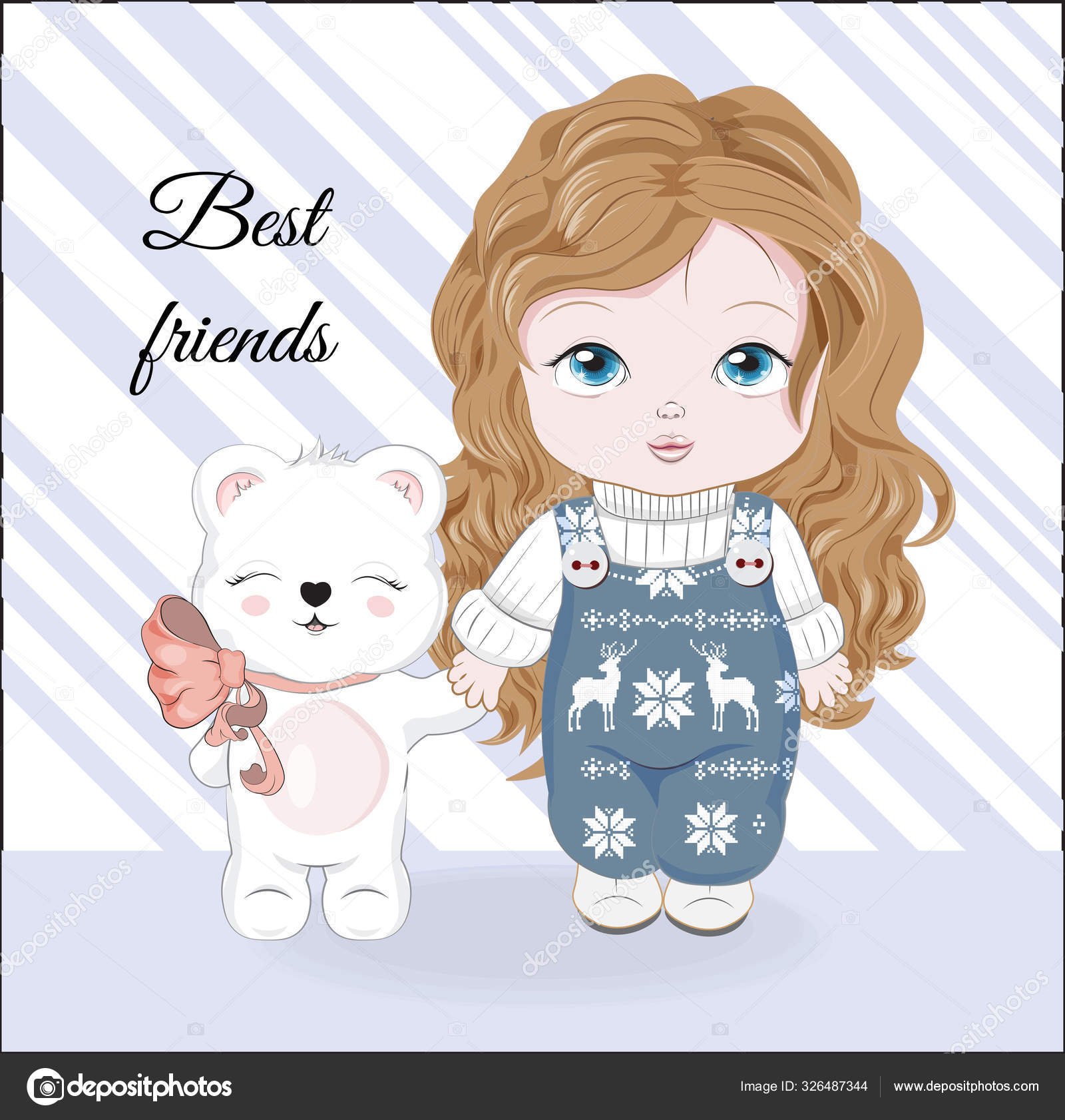 Best friends baby girl and Teddy bear Stock Vector Image by ©Lollitta  #326487344