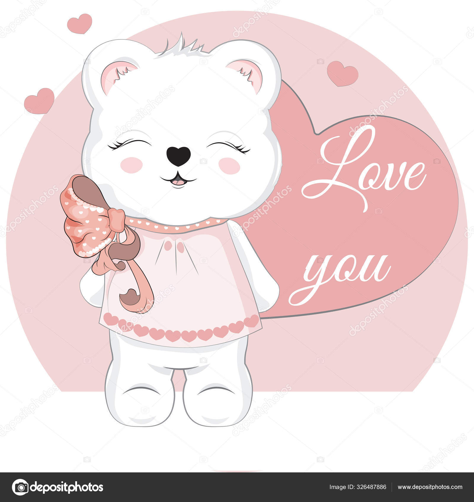 Teddy bear Valentines Day card Stock Vector by ©Lollitta 326487886