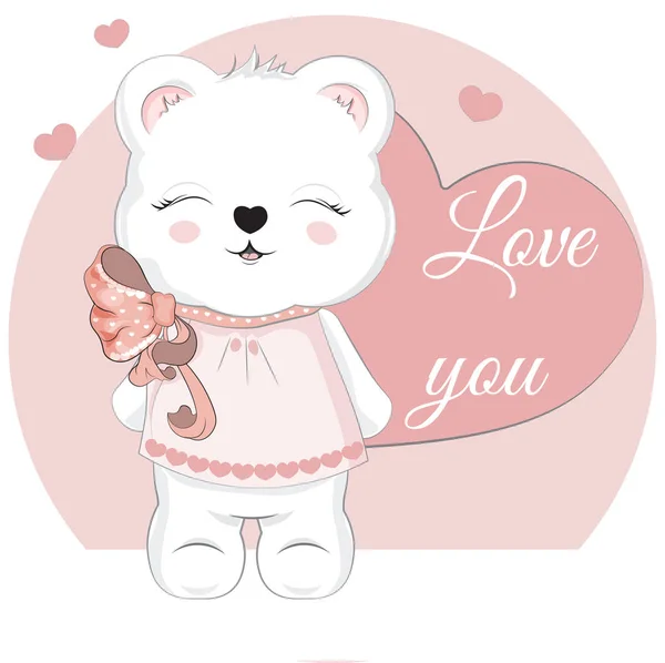 Teddybeer Valentines Day Card — Stockvector