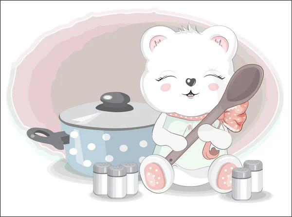 Oyuncak ayıyı kaşık, baharat ve tavayla pişir.