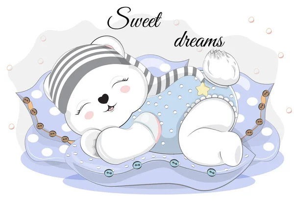 Çizgili şapkalı, yastıklı oyuncak ayı.