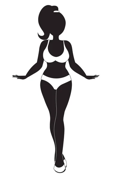 Silhouette de belle femme en maillot de bain — Image vectorielle