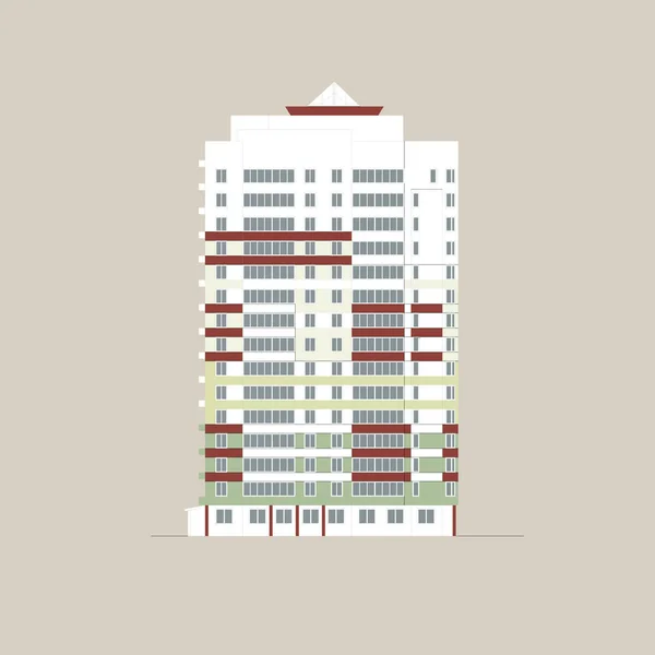Edificio de varios pisos Casa de apartamentos. Ilustración en línea delgada . — Vector de stock