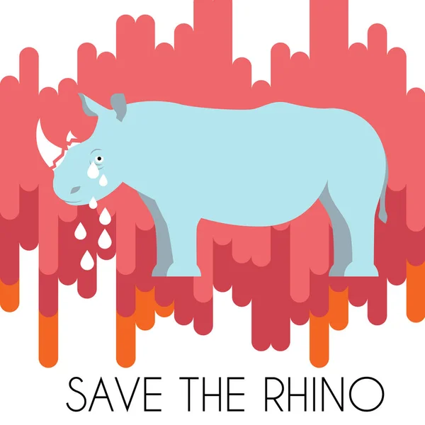Salva il poster dell'illustrazione vettoriale del concetto di Rhino — Vettoriale Stock