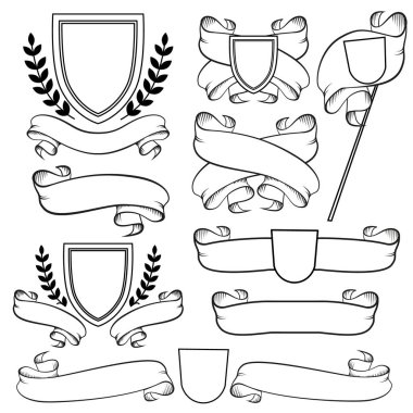 Hanedan şeritler ve izole taç. Anahat tek renkli ceket