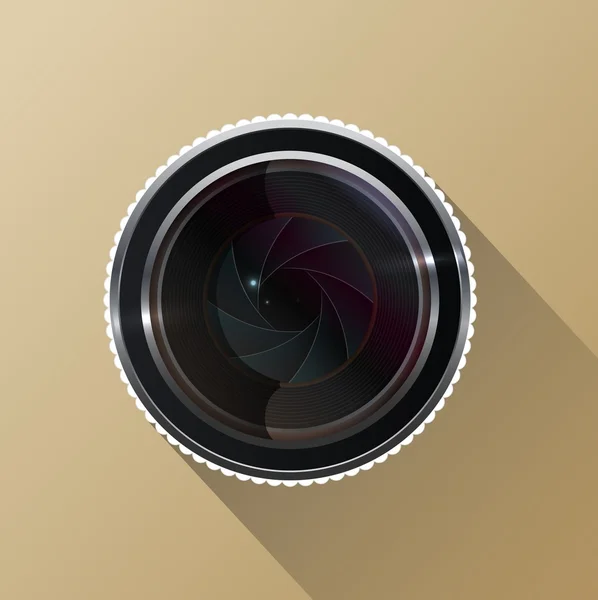 Lente de cámara fotográfica con obturador — Vector de stock