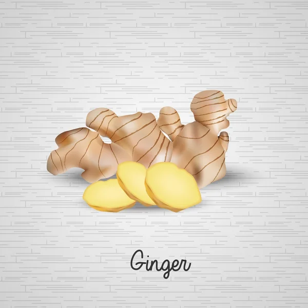 Illustration gingembre frais et tranches — Image vectorielle