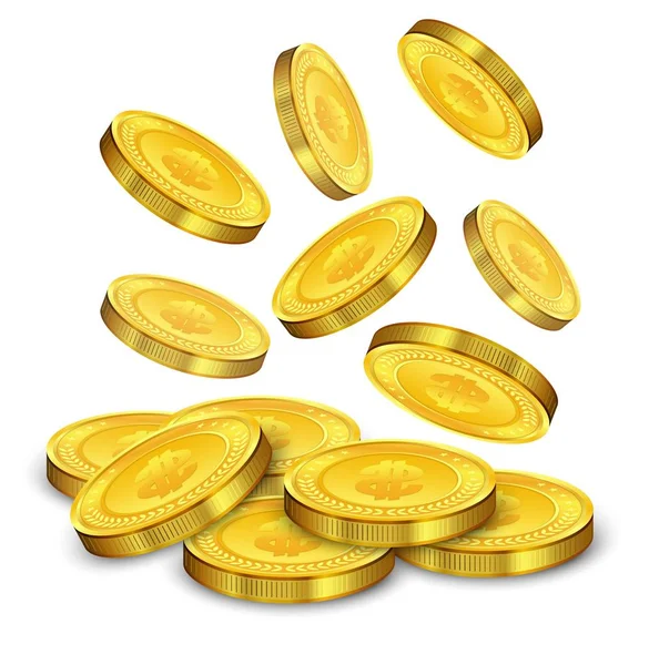 Monedas de oro cayendo — Vector de stock