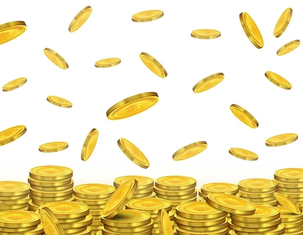 Monedas de oro cayendo — Vector de stock