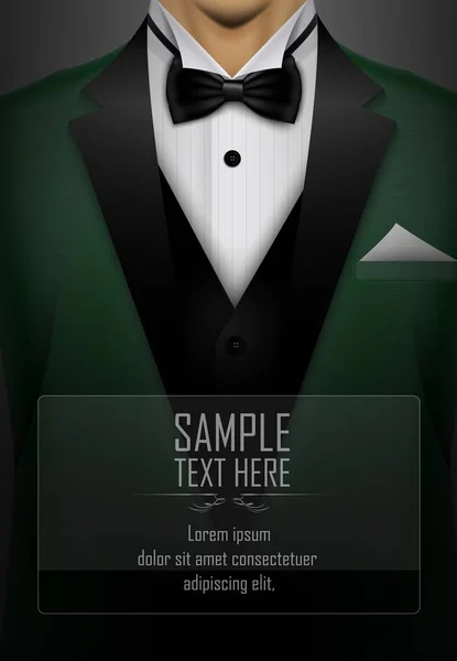 Green tuxedo bow tie illustration — Stock Vector
