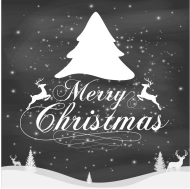 Neşeli Noel tipografi kara tahta arka plan üzerinde