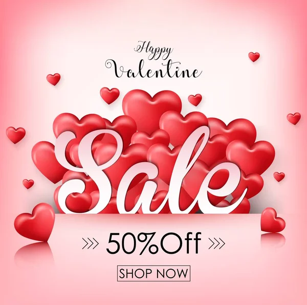 Valentine's day sprzedaż tło z balony serce — Wektor stockowy