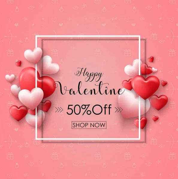 Valentinstag Verkauf Hintergrund mit Luftballons Herz — Stockvektor