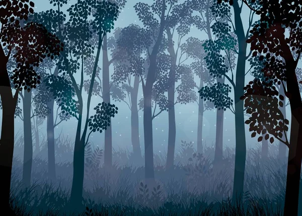 Bosque en el fondo nocturno — Vector de stock