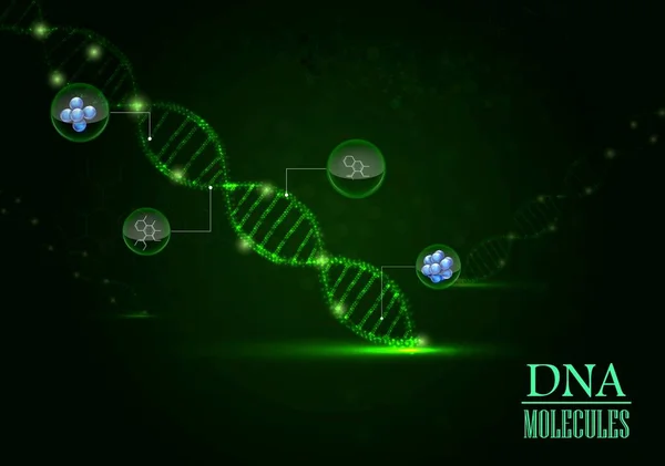 绿色光背景 Dna 概念 — 图库矢量图片