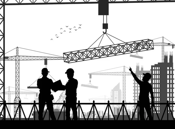Under construction worker silhouette at white — Stock Vector