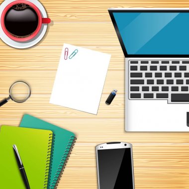 İşyeri ofis üstten görünüm arka plan