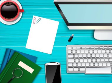 İşyeri ofis üstten görünüm arka plan