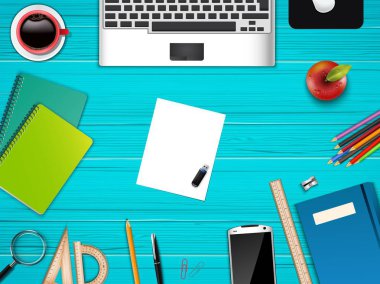 İş ofis ve işyeri üst arka plan görüntüleme