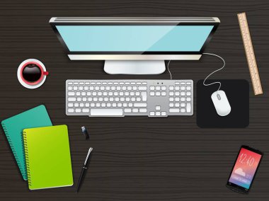 İş ofis ve çalışma alanı üstten görünüm geçmişi