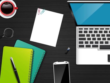 İşyeri ofis üstten görünüm arka plan