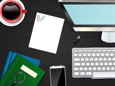 İşyeri ofis üstten görünüm arka plan