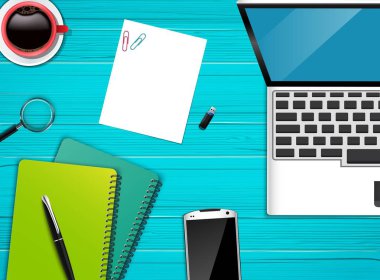 İşyeri ofis üstten görünüm arka plan