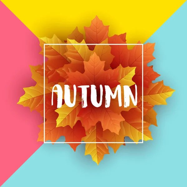 Modèle de dépliant de feuilles d'automne avec lettrage — Image vectorielle