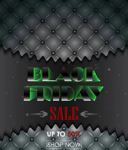 Black Friday sale with leather upholstery background — Stock Vector