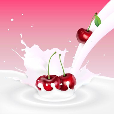 Akan süt sıçrama kiraz meyve ile