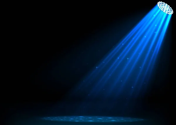 Векторна Ілюстрація Синіх Прожекторів Темному Фоні — стоковий вектор