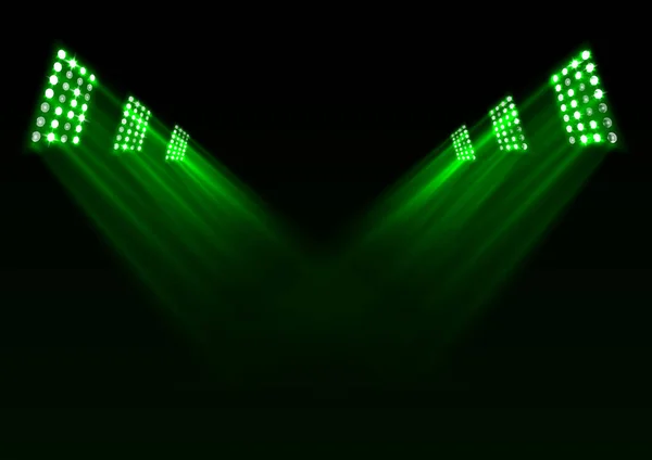 Ilustración Vectorial Fondo Luces Escenario Verdes — Vector de stock